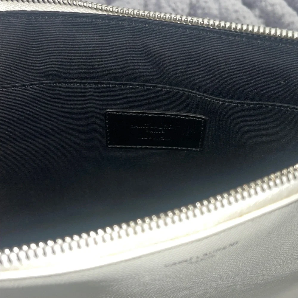 Saint Laurent Ivory Leather Clutch